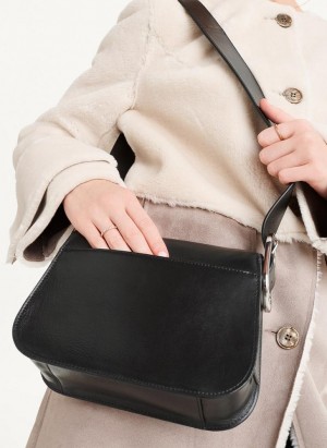 Black Women's DKNY Saddle Shoulder Bags | Australia-D0989