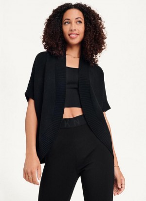 Black Women's DKNY Shrug Short Sleeve Cardigan Sweaters | Australia-D0436