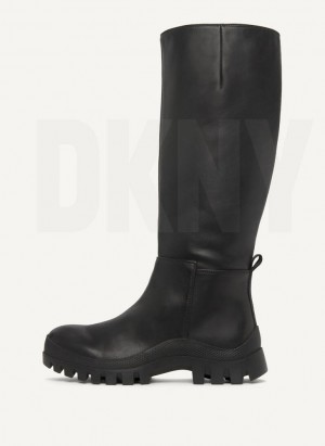 Black Women's DKNY Tall Lug Sole Boots | Australia-D0137