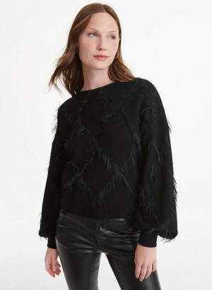 Black Women's DKNY Textured Sweaters | Australia-D1649