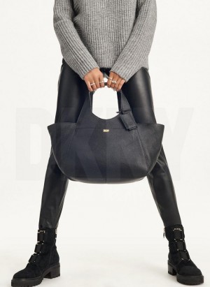 Black Women's DKNY The Medium Effortless Tote Bags | Australia-D1785