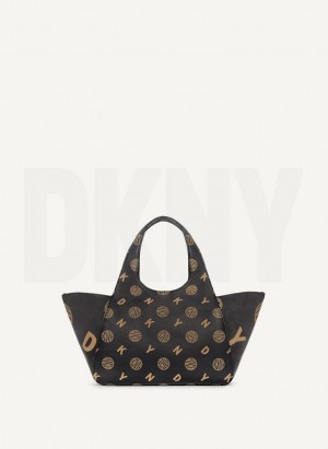 Black Women's DKNY The Medium Logo Effortless Tote Crossbody Bags | Australia-D1571