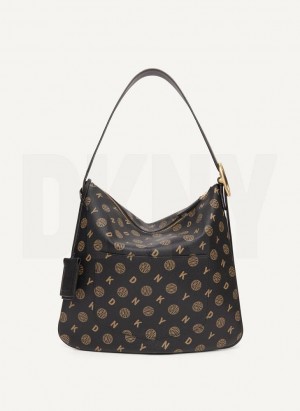 Black Women's DKNY The Medium Logo Optimist Tote Bags | Australia-D0514