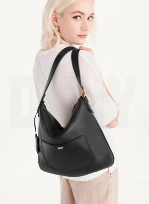 Black Women's DKNY The Medium Optimist Shoulder Bags | Australia-D0870