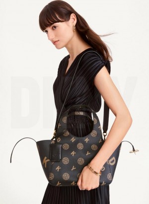 Black Women's DKNY The Small Logo Effortless Tote Bags | Australia-D1494