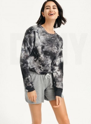 Black Women's DKNY Tie Dye Crew Neck Pullover With Tie Sweatshirts | Australia-D0997