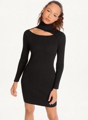Black Women's DKNY Turtleneck Sweater Dresses | Australia-D1887