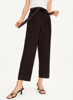 Black Women's DKNY Twill Cropped Pants | Australia-D1782