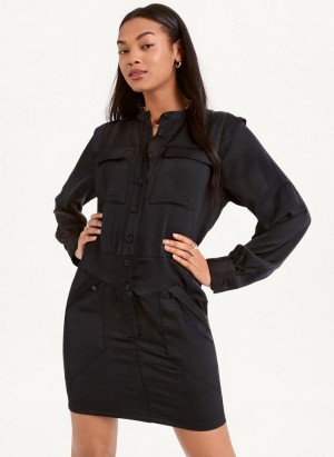 Black Women's DKNY Two Pocket Mini Dresses | Australia-D1664