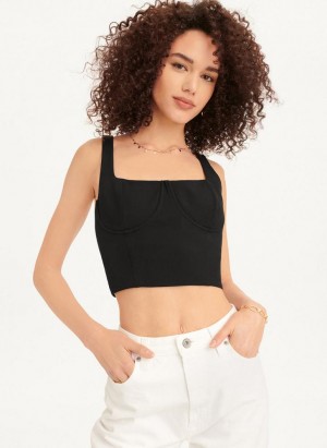 Black Women's DKNY Wired Crop Tank Tops | Australia-D1551