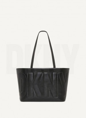 Black / Gold Women's DKNY Elsa Medium Tote Bags | Australia-D0675