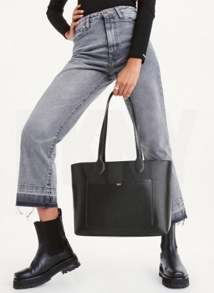 Black / Gold Women's DKNY Ines Tote Bags | Australia-D0876