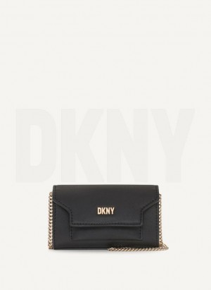 Black / Gold Women's DKNY Millie Micro Flap Crossbody Bags | Australia-D1025