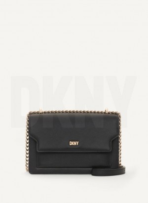 Black / Gold Women's DKNY Millie Shoulder Bags | Australia-D1174