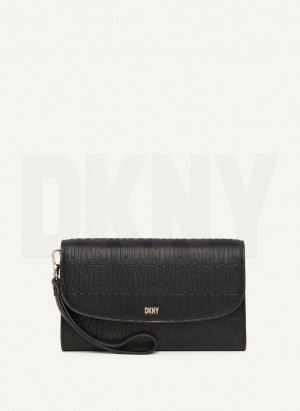 Black / Gold Women's DKNY Sydney Wallets | Australia-D1072