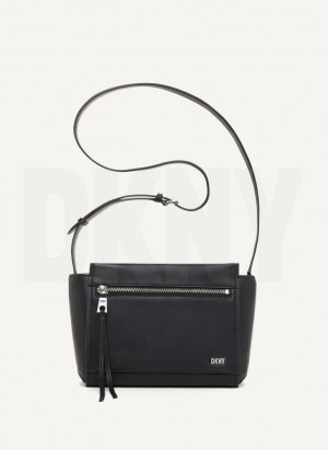 Black / Silver Women's DKNY Pax Crossbody Bags | Australia-D0913