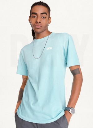 Blue Men's DKNY Cold Pigment Dyed T Shirts | Australia-D1002