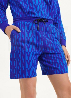 Blue Men's DKNY Exploded Logo Shorts | Australia-D1251