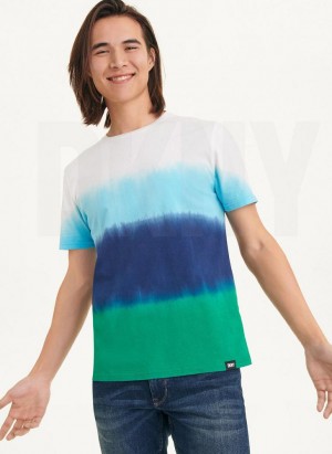 Blue Men's DKNY Ombre Dip Dye T Shirts | Australia-D1495