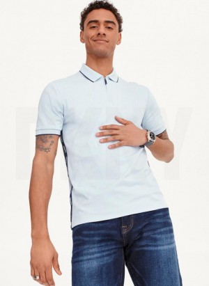 Blue Men's DKNY Quarter Zip Sport Polo Shirts | Australia-D0668