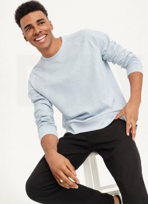 Blue Men's DKNY Slub French Terry Crewneck Sweatshirts | Australia-D0560