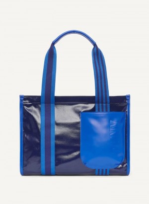 Blue Women's DKNY Prospect Coated Canvas Large Tote Bags | Australia-D0249