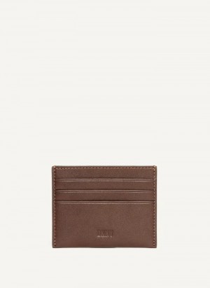 Brown Men's DKNY Card Case Wallets | Australia-D1056