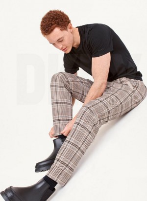 Brown Men's DKNY Plaids Pants | Australia-D0448