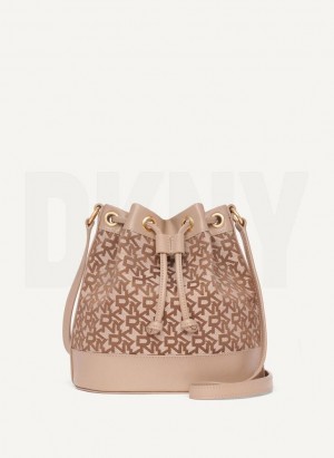 Brown Women's DKNY Bucket Crossbody Bags | Australia-D0819