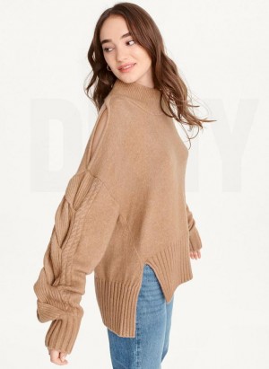 Brown Women's DKNY Cold-Shoulder Sweaters | Australia-D0485