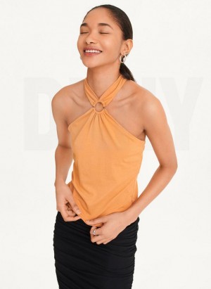 Brown Women's DKNY Crossover Tank Tops | Australia-D0994