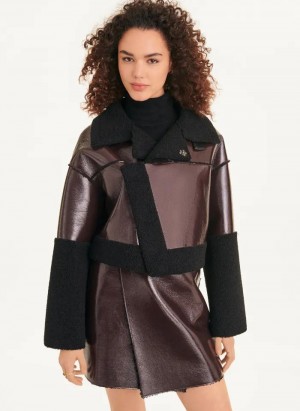 Brown Women's DKNY Faux Shearling Jackets | Australia-D0695
