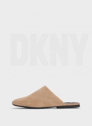Brown Women's DKNY Flat Slides | Australia-D1985