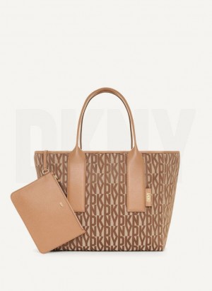 Brown Women's DKNY Grayson Large Tote Bags | Australia-D1247