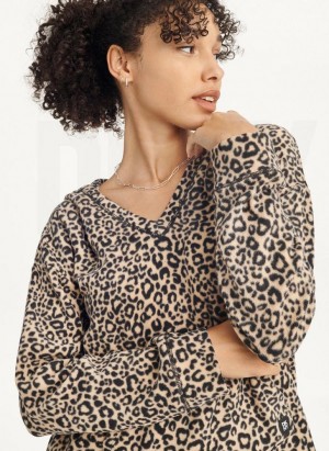 Brown Women's DKNY Long Sleeve Hooded Top And Legging Set Pajamas | Australia-D0854