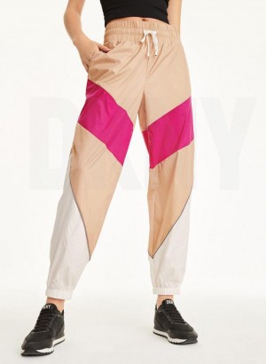 Brown Women's DKNY Mini Rip-Stop With Reflective Piping Pants | Australia-D1536