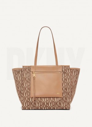 Brown Women's DKNY Pax Large Tote Bags | Australia-D0803