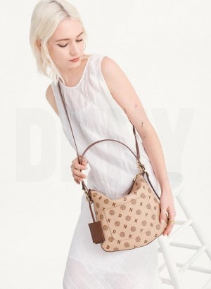Brown Women's DKNY The Small Logo Optimist Tote Bags | Australia-D0325