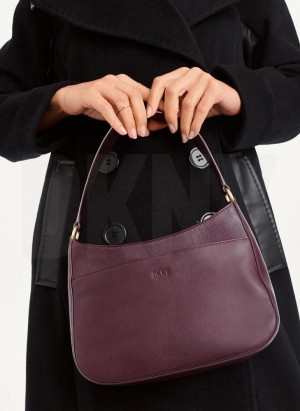 Burgundy Women's DKNY Medium Shoulder Bags | Australia-D0732