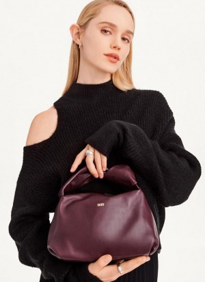 Burgundy Women's DKNY Mini Modernist Knot Tote Bags | Australia-D1966