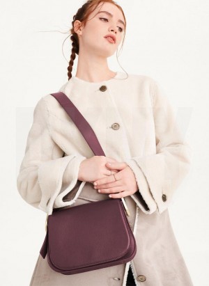 Burgundy Women's DKNY Saddle Shoulder Bags | Australia-D1057