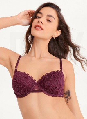Burgundy Women's DKNY Superior Lace Balconette Bras | Australia-D0537