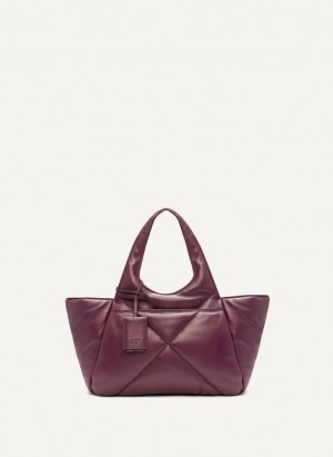 Burgundy Women's DKNY The Medium Quilt Effortless Tote Bags | Australia-D1935