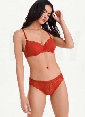 Dark Red Women's DKNY Superior Lace Balconette Bras | Australia-D0939
