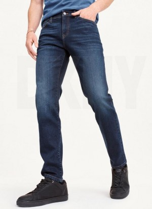 Dark Wash Men's DKNY Slim Straight Dark Wash Denim Jeans | Australia-D0916