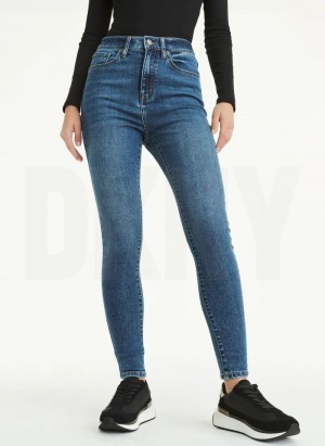 Dark Wash Women's DKNY Skinny Jeans | Australia-D0173