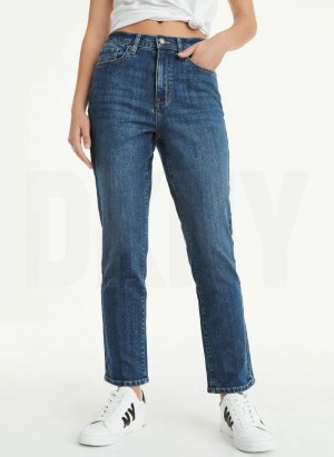 Dark Wash Women's DKNY Slim Straight Jeans | Australia-D0897