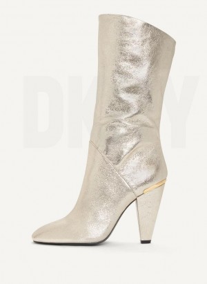 Gold Women's DKNY Mid Slouchy Boots | Australia-D0811
