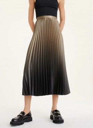 Gold Women's DKNY Ombre Pleated Skirts | Australia-D1358