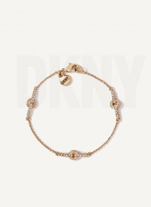 Gold Women's DKNY Pave Flex Bracelet | Australia-D1157
